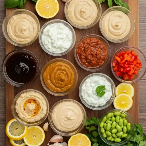 0 best sauces for quinoa bowl displayed in small bowls