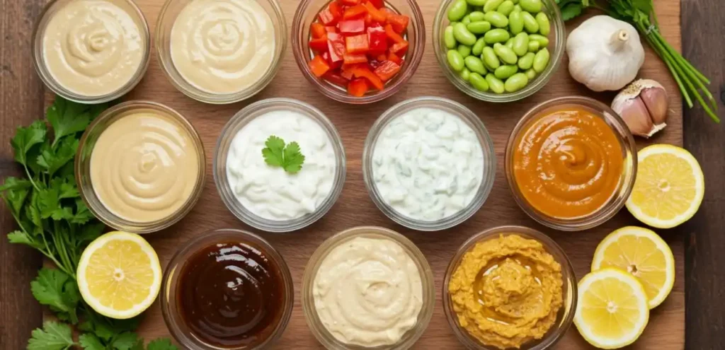 10 best sauces for quinoa bowls displayed in small bowls