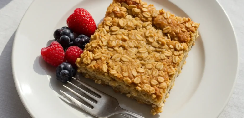 vegan baked oats served on plate