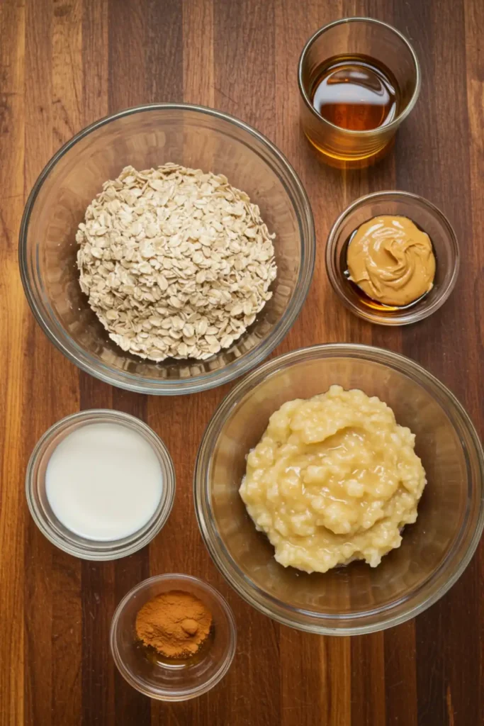 vegan baked oats ingredients on kitchen counter