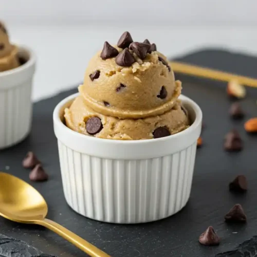 a Greek Yogurt Almond Flour Cookie Dough in a serving bowl