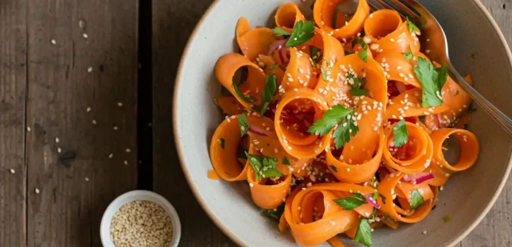 Retinol carrot salad with sesame and herbs
