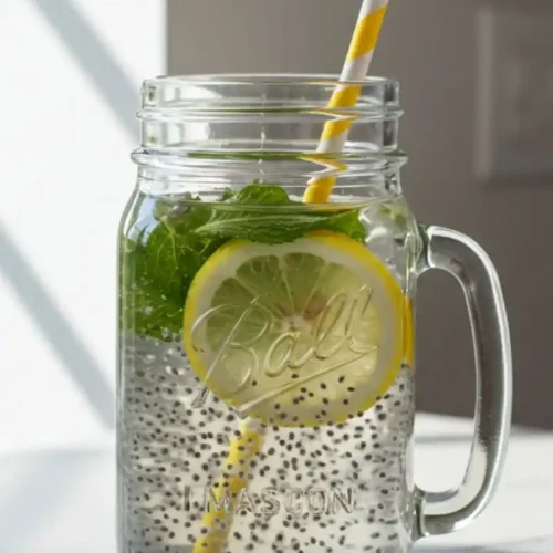 chia water recipe with lemon and mint