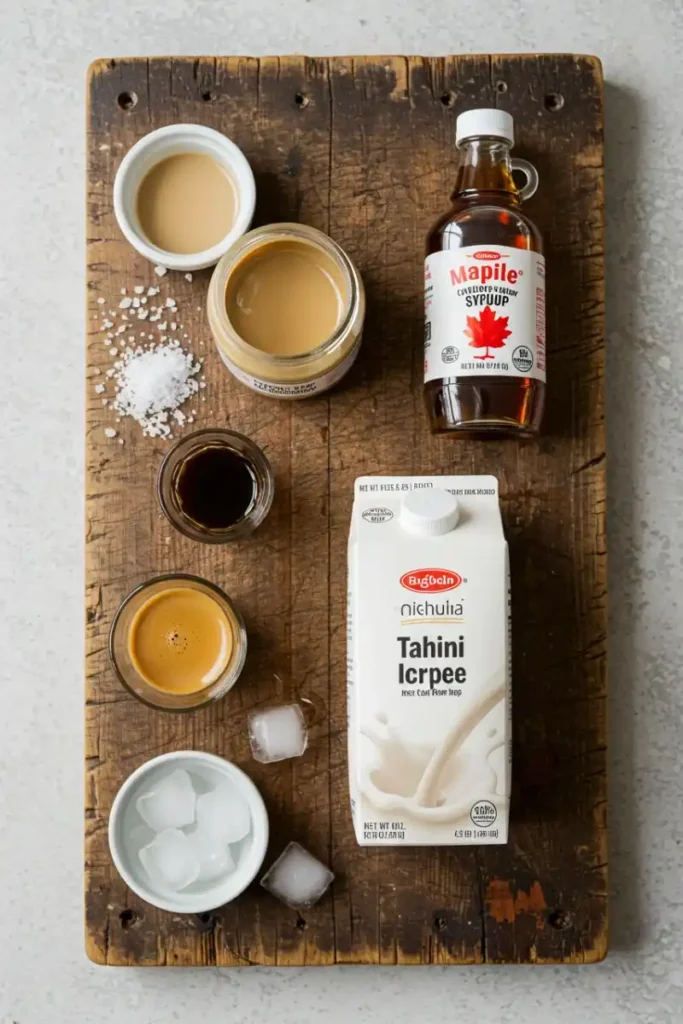 Ingredients for making tahini iced coffee