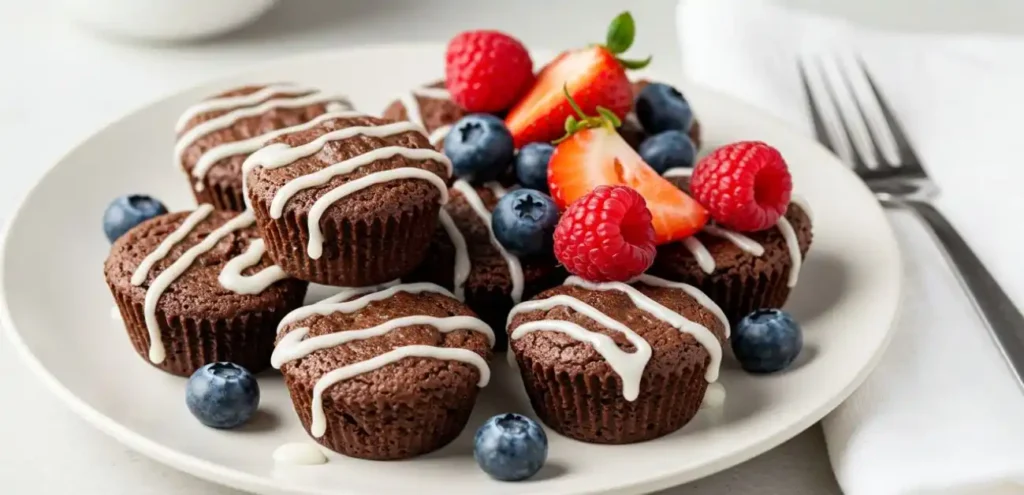 Flourless Brownie Batter Bites with icing