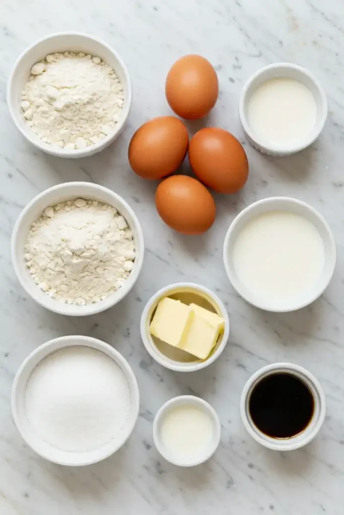 Gluten-Free Birthday Cake Recipe ingredients on a table