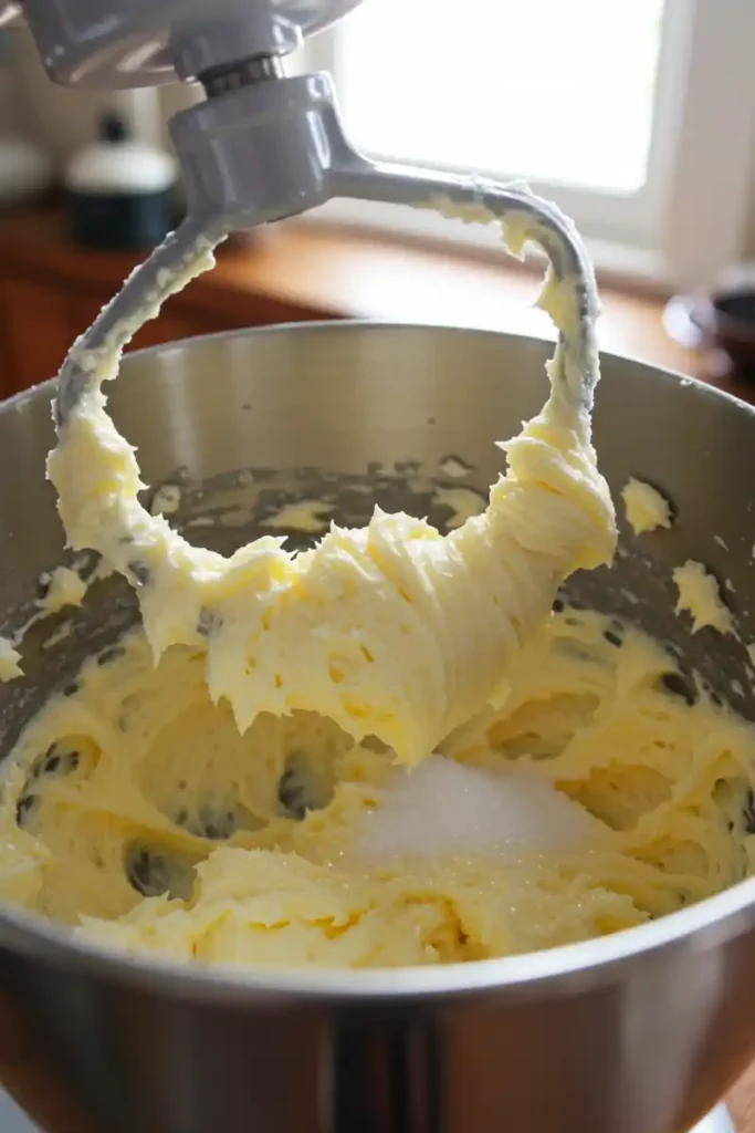 Gluten-Free Birthday Cake Recipe step creaming butter and sugar