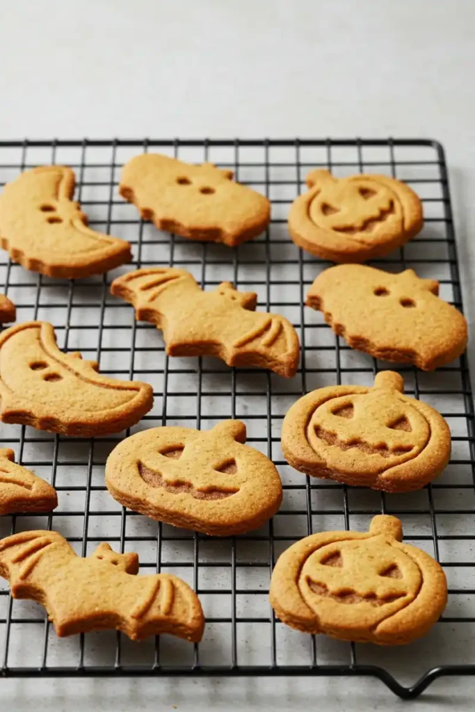Gluten-free Halloween cookies cooling