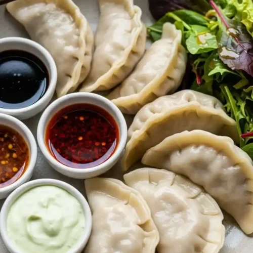 boiled gluten-free dumplings served with sauces