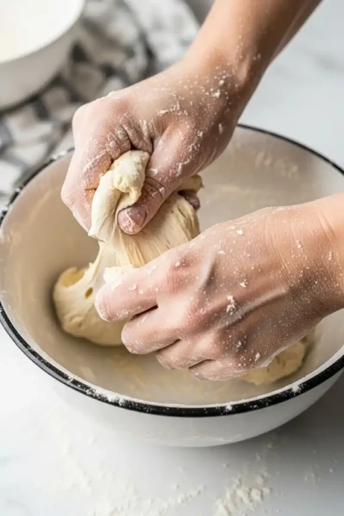 kneading gluten-free dumpling dough
