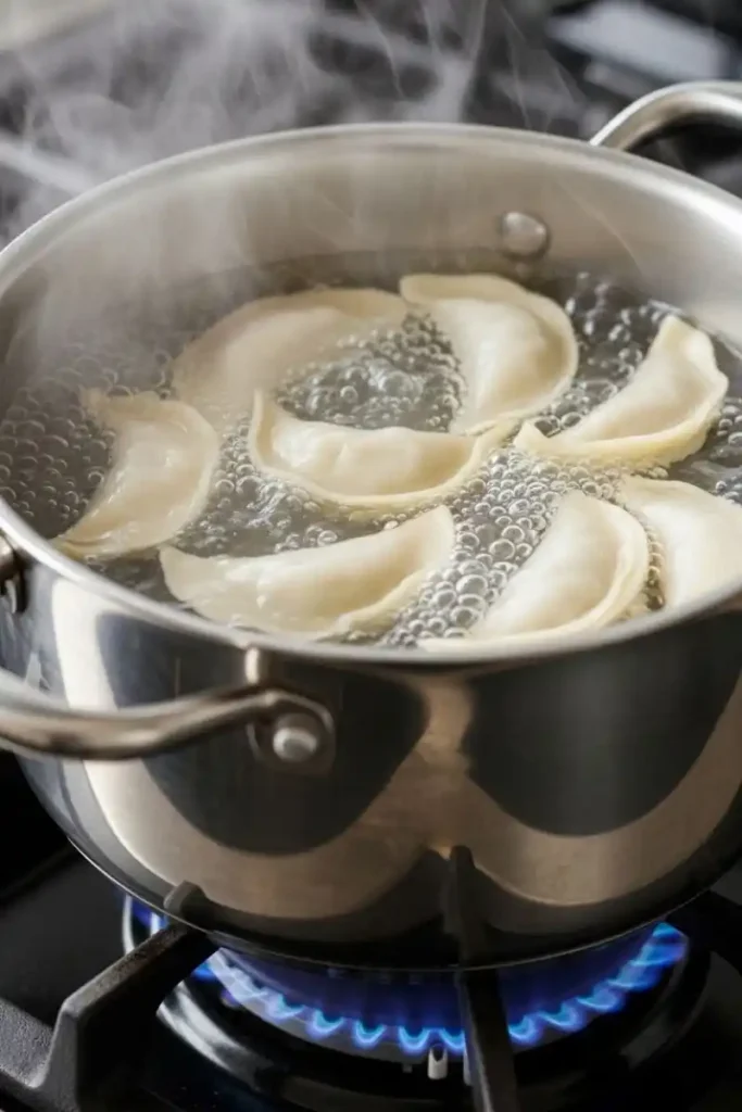 pan-frying crescent gluten-free dumplings