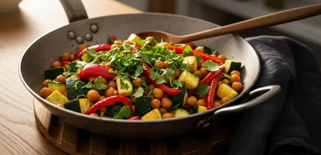 Easy weeknight vegetarian dinner in one pan