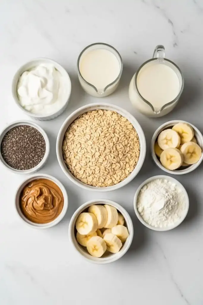 Ingredients for high-protein overnight oats