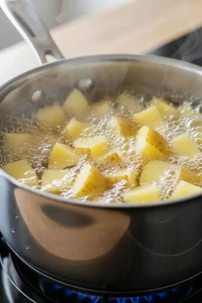 Boiling potatoes for breakfast skillet