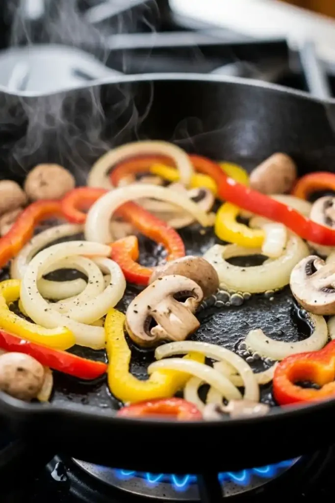 Sautéing vegetables for breakfast skillet