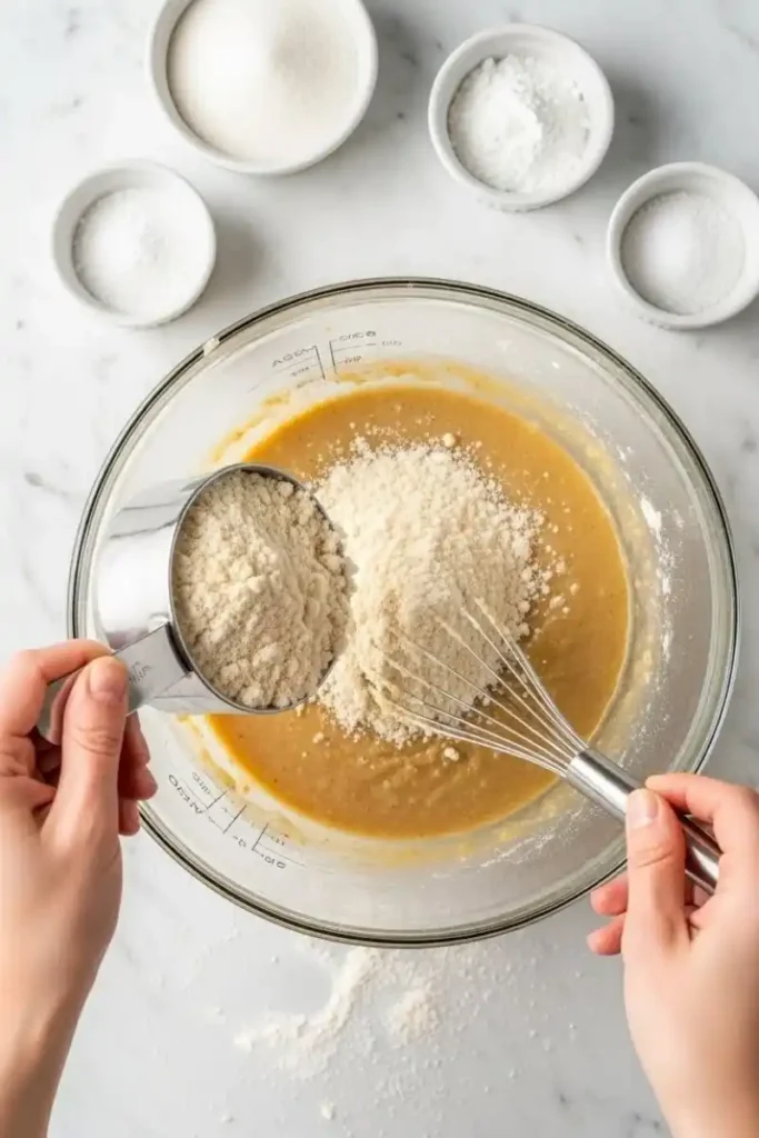 Adding almond and coconut flour to the batter