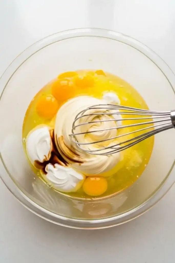 Whisking wet ingredients for gluten-free loaf