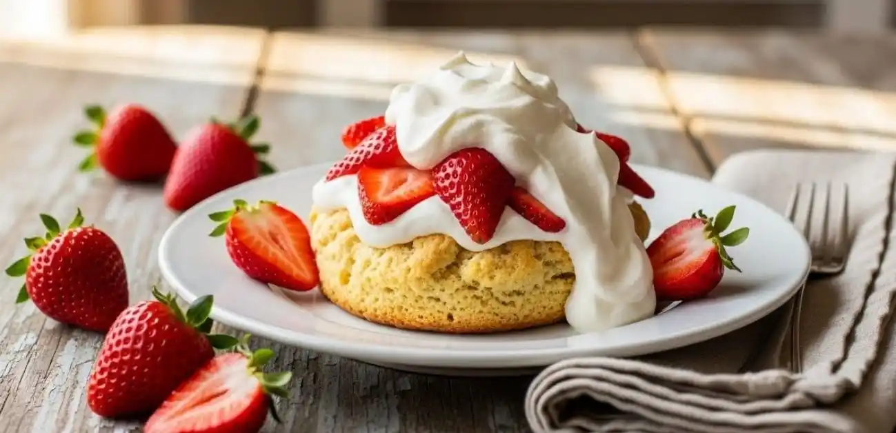 Gluten-free strawberry shortcake recipe served with fresh berries and cream