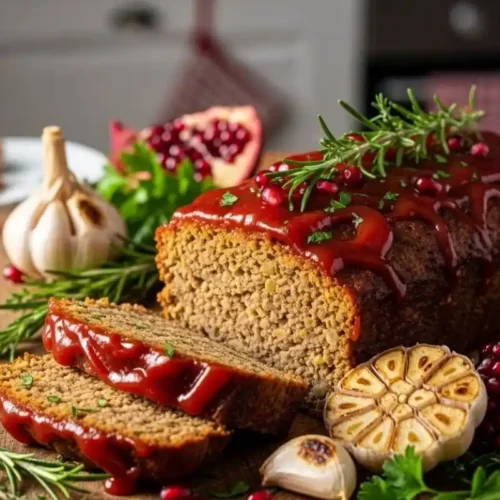 Sliced Vegetarian Lentil Loaf with Festive Glaze