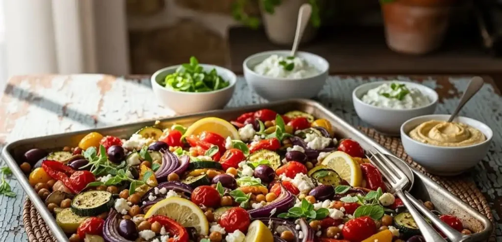 Mediterranean-style sheet-pan gluten-free vegetarian dinner