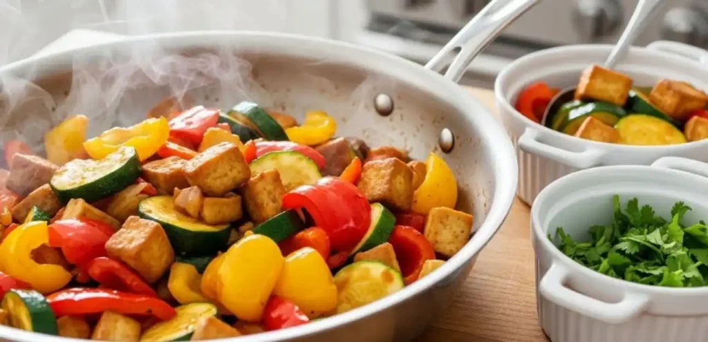 Quick gluten-free vegetarian stir-fry with tofu and veggies